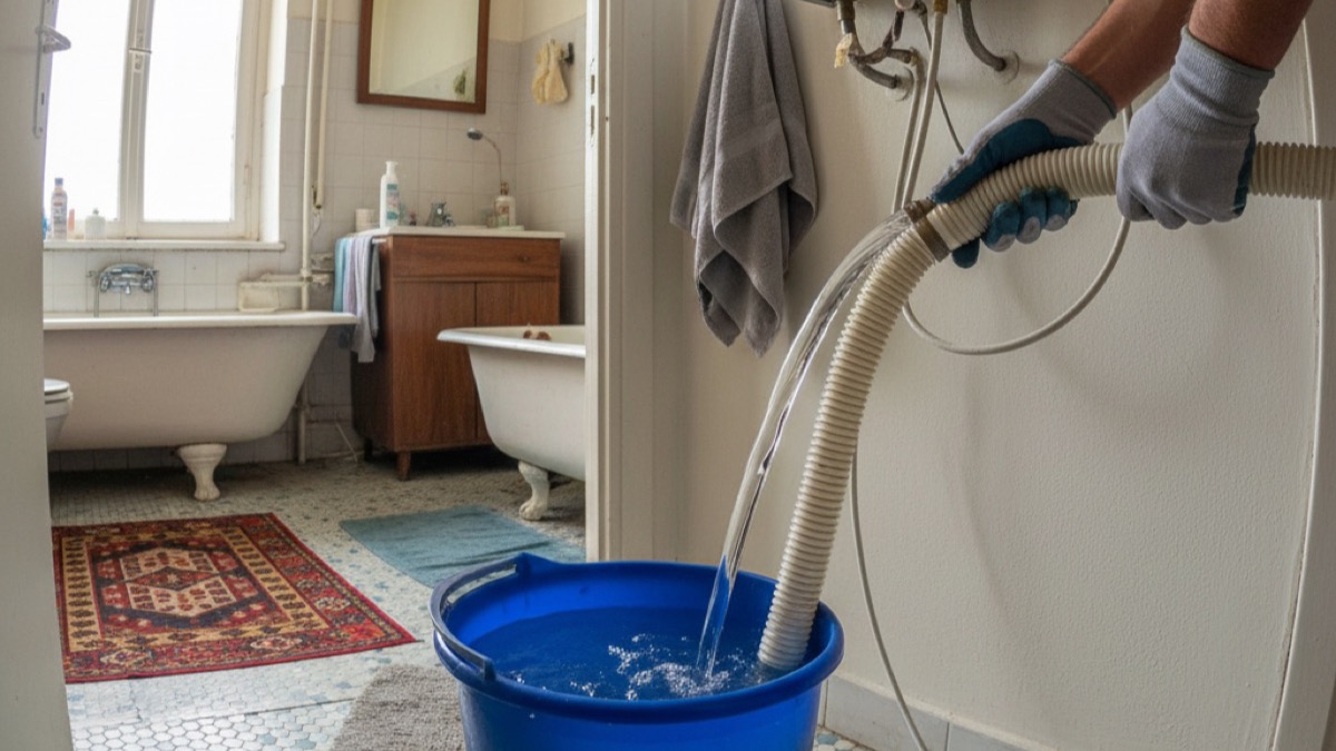 Как да сменим възвратно-предпазния клапан на бойлер — стъпка 3: Освободете налягането и източете частично